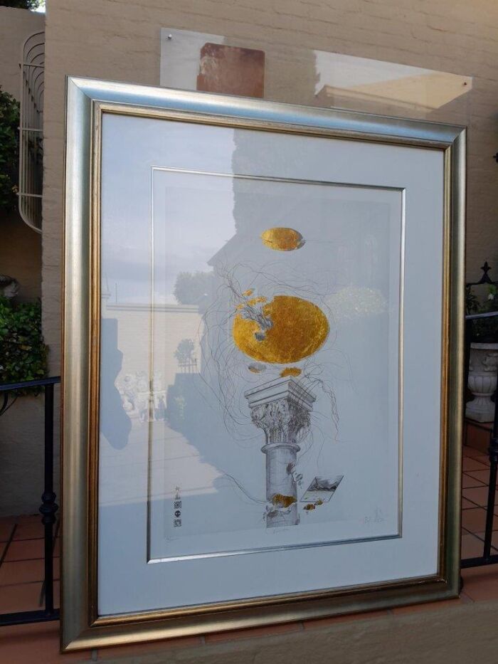 A 20th Century Circa 1983  Signed Gold Leaf Print