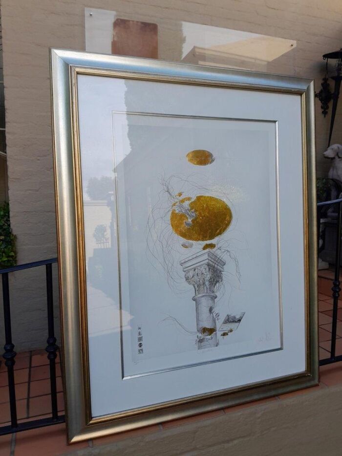 A 20th Century Circa 1983  Signed Gold Leaf Print - Image 2