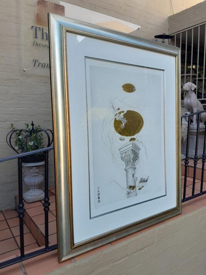 A 20th Century Circa 1983  Signed Gold Leaf Print - Image 3