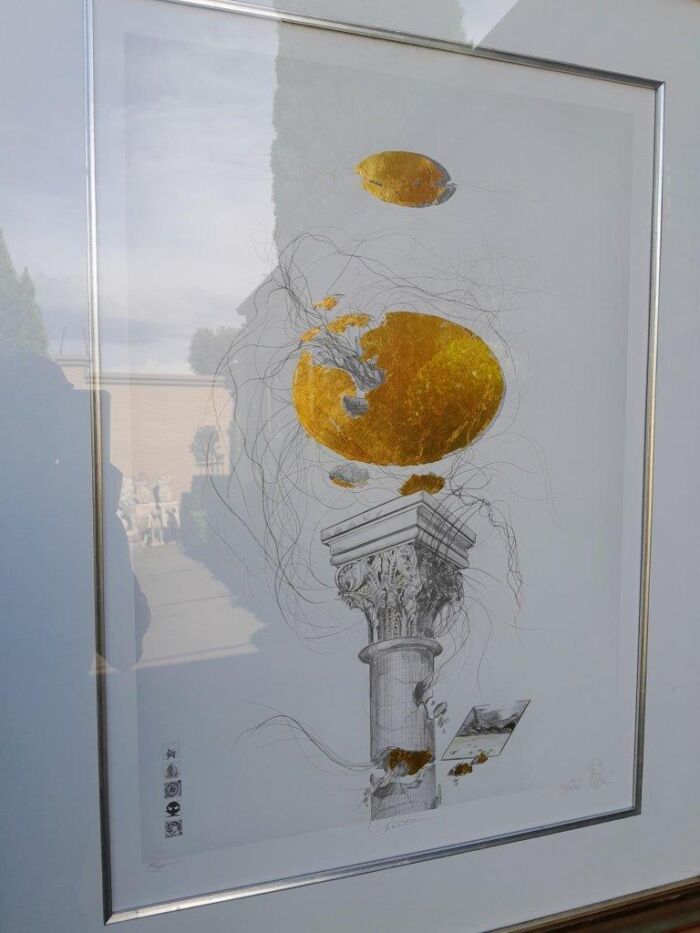 A 20th Century Circa 1983  Signed Gold Leaf Print - Image 4