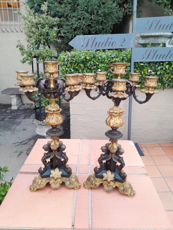 An Exceptional Pair of 19th Century French Napoléon Bronze and Ormolu Candelabrum ND - Image 2