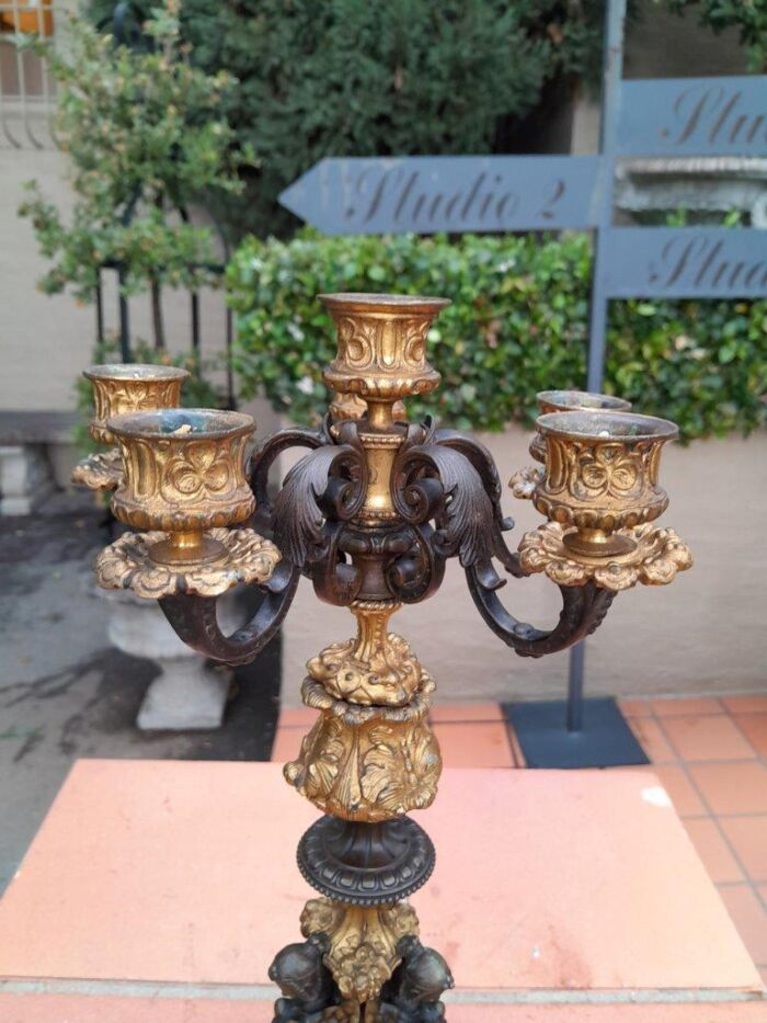 An Exceptional Pair of 19th Century French Napoléon Bronze and Ormolu Candelabrum ND - Image 6