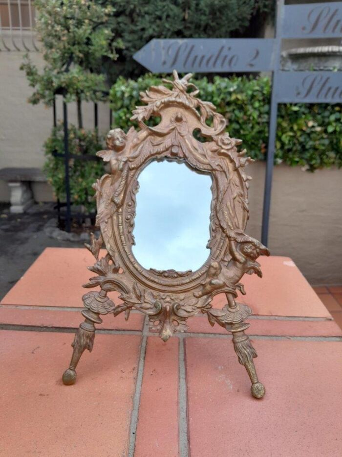 A Late 19th Century French Brass Mirror - Image 2