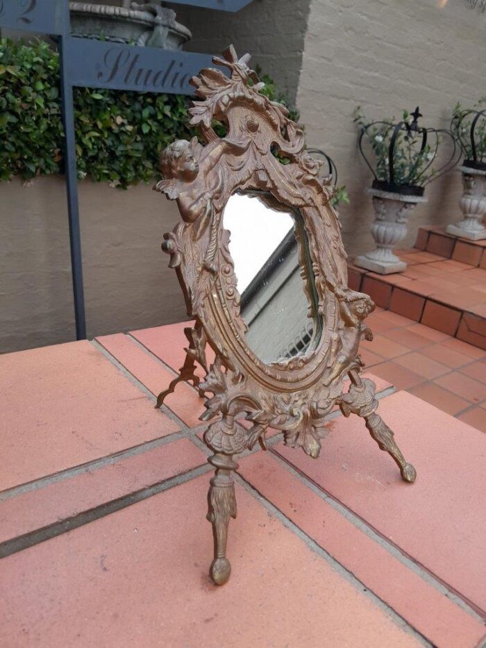 A Late 19th Century French Brass Mirror - Image 3