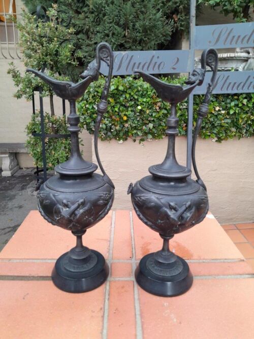 A 19th century French Pair of Bronze Urns / Ewers