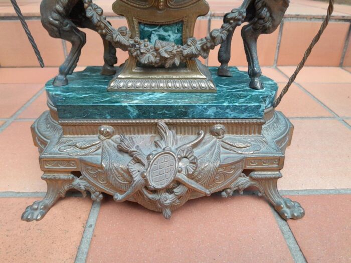 A 20th Century Louis XVl Style Brass and Marble Garniture Set Comprising Clock and Pair of Candelabrum - Image 5