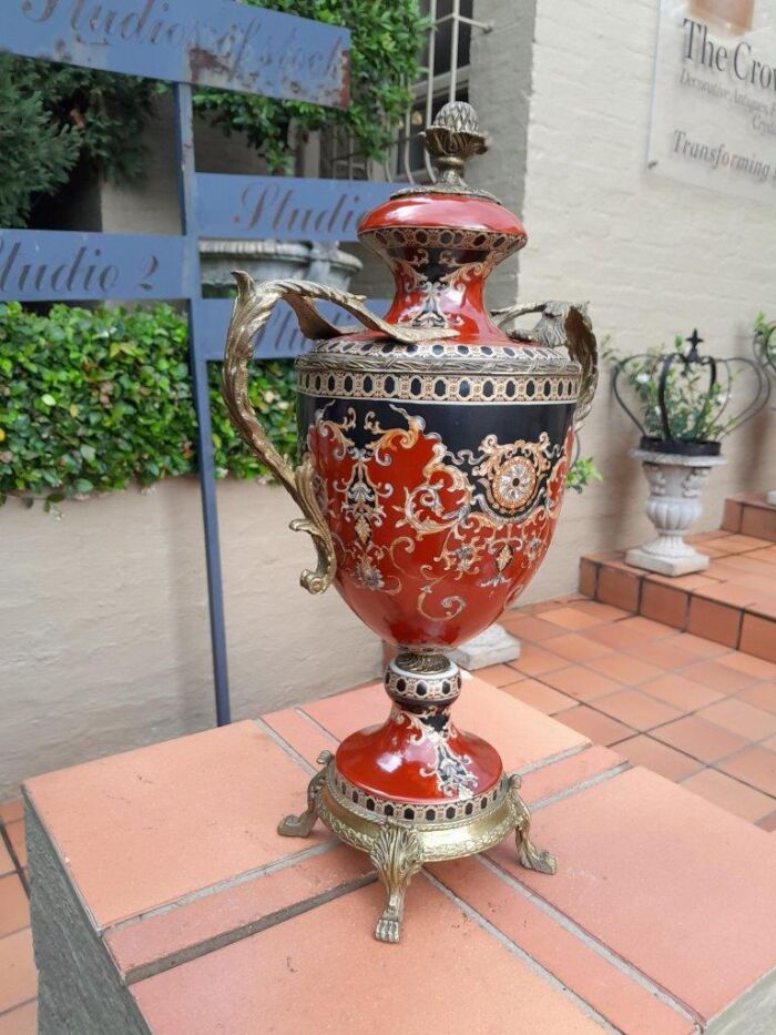 A French Style Porcelain with Metal Mounts Urn - Image 3