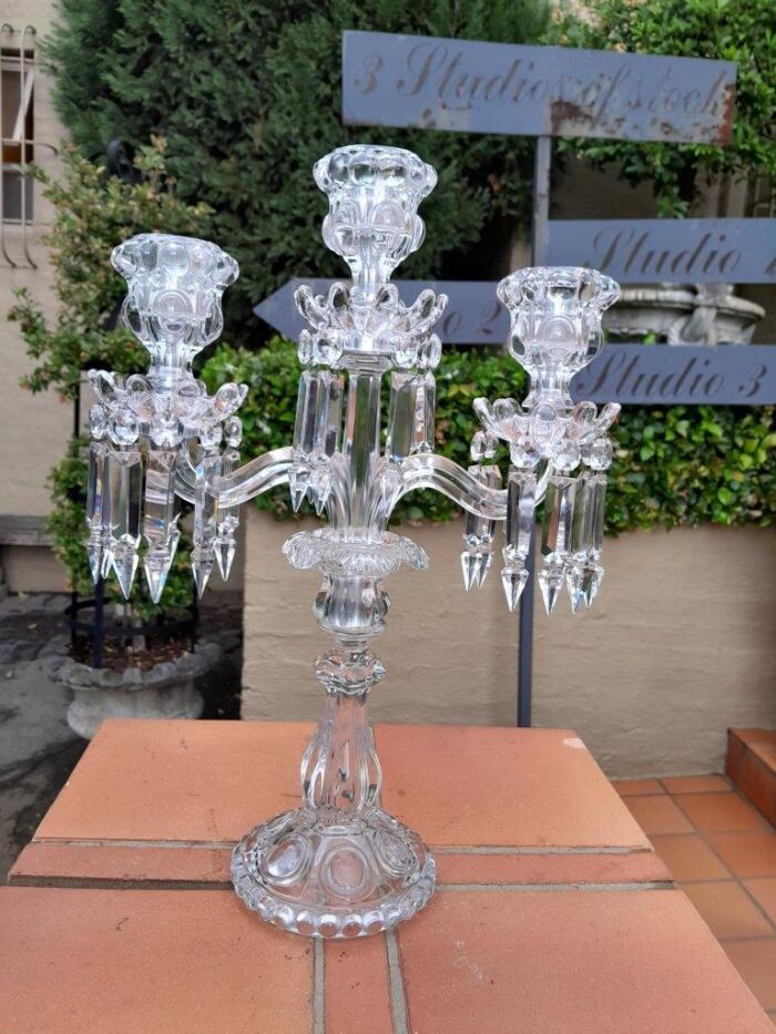 A 20th Century Cut Crystal Candelabra 