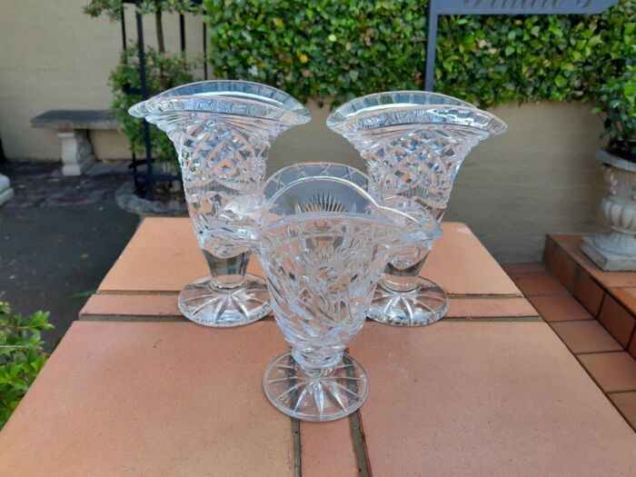 A Set of Three Cut Glass Vases - Image 2