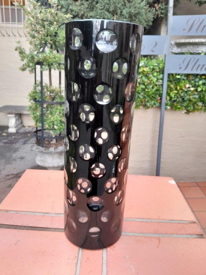 A Pair of Hand Blown Black / Clear Dot Vases - Image 4