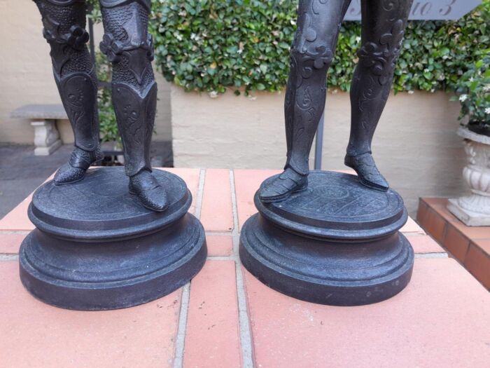 An Early 20th Century Pair of Spelter Warriors Signed  - Image 4