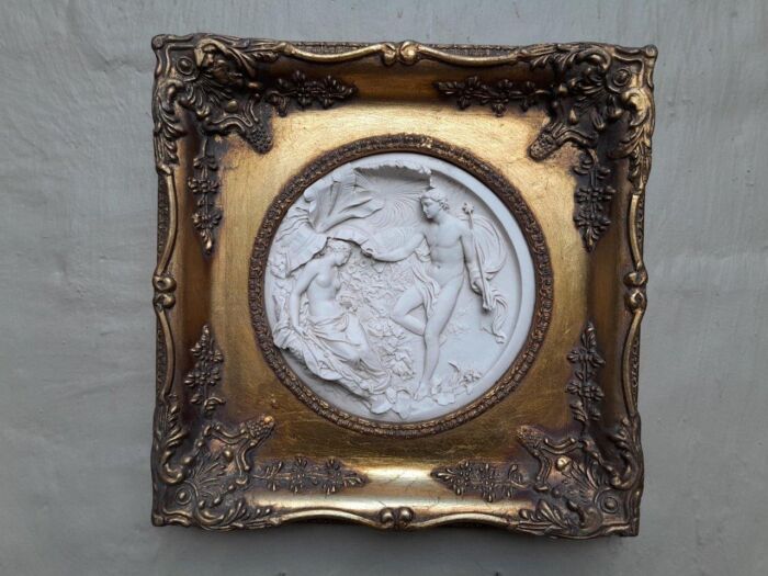 A 20TH Century Ornately Gilt Framed Cast Composite Marble Plaque