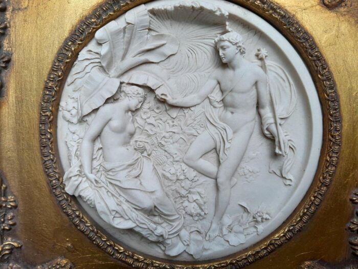 A 20TH Century Ornately Gilt Framed Cast Composite Marble Plaque - Image 4