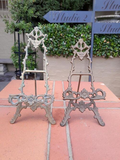 A 20trh Century Pair of Cast Brass Easels