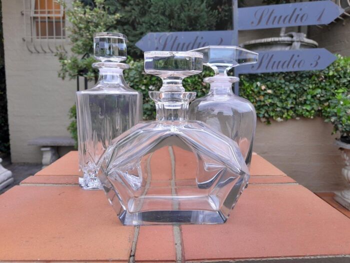 A 20th Century Set of Three Crystal Decanters