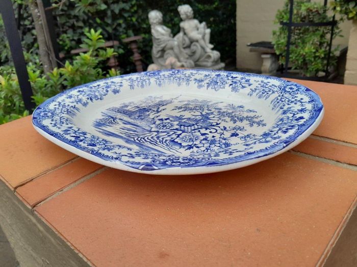 An Antique Colandine Blue / White Large Porcelain Platter - Image 4