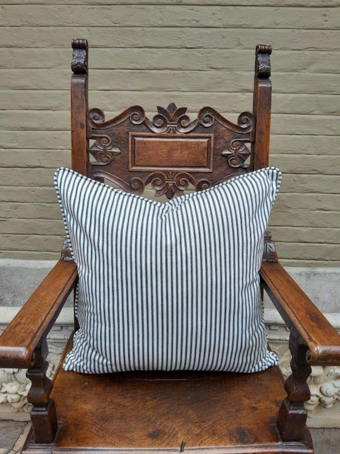 A Contemporary Charcoal/White Stripped Scatter Cushion - Image 2