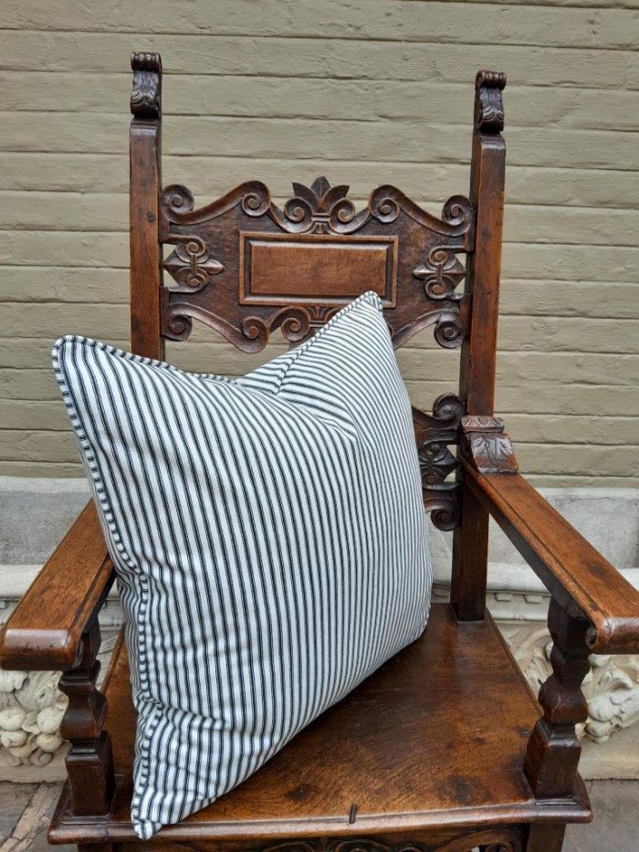 A Contemporary Charcoal/White Stripped Scatter Cushion - Image 3