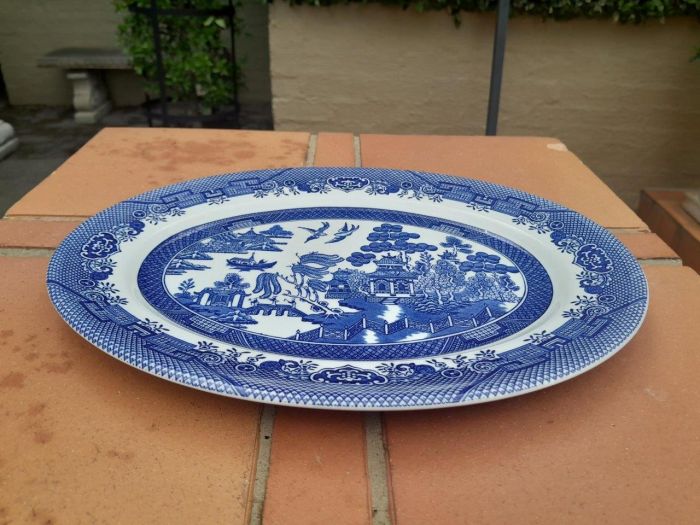 A 20th Century Blue and White Hand Painted Porcelain Platter