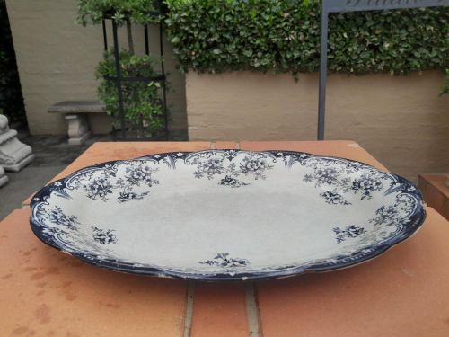 An Antique Blue and White Hand Painted Porcelain Platter