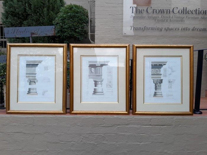 A 20TH Century Set of Five Architectural Engravings In Gold Frames - Image 3