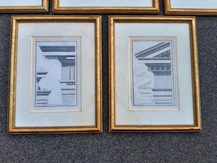 A 20TH Century Set of Five Architectural Engravings In Gold Frames - Image 5