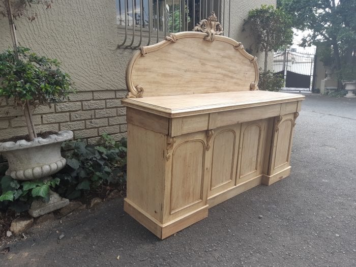 Bleached / Natural Wood Finish Mahogany Carved 4 Door Chiffonier - Image 4