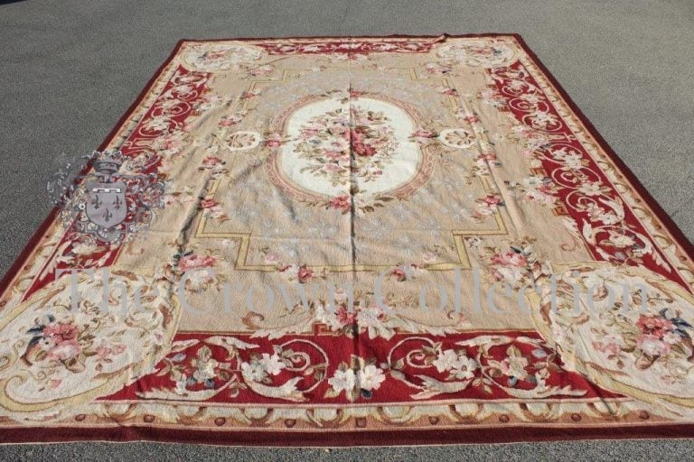 Aubusson Classic Burgundy & Beige Needlepoint Carpet