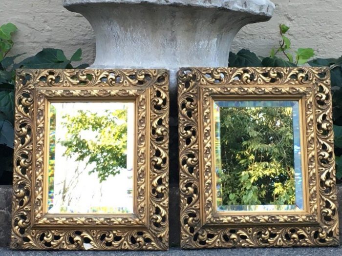 Pair Gilded Bevelled Mirrors