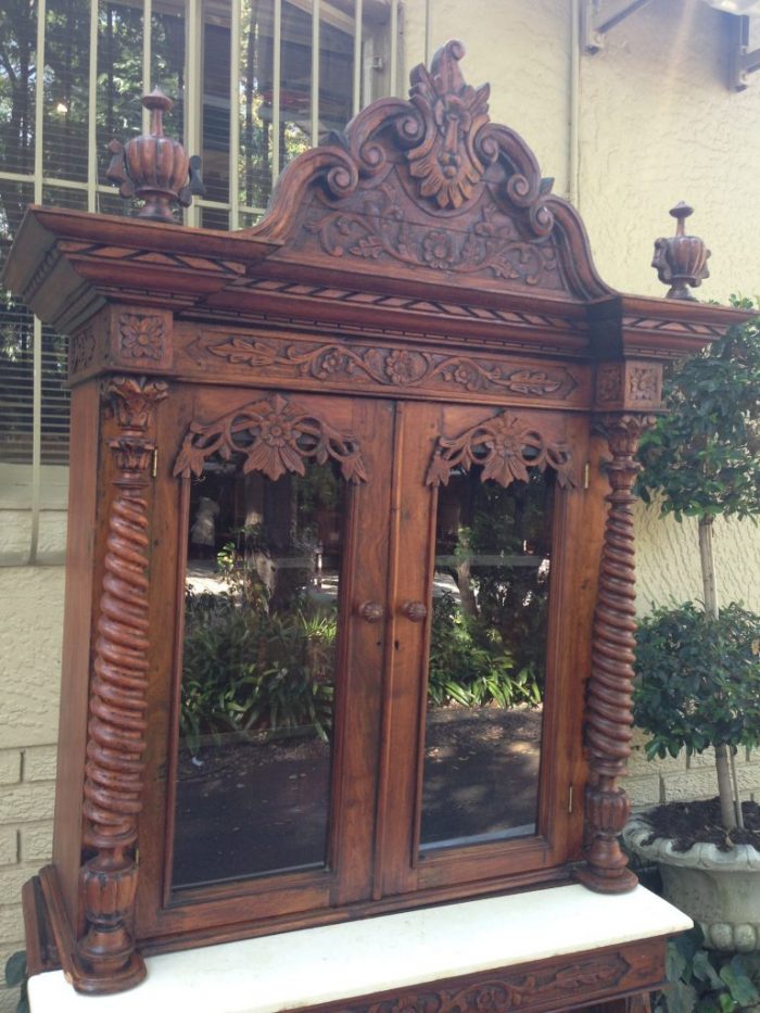 Rare 19TH Century Renaissance solid walnut buffet hutch server with marble top. Italian. Circa 1800 - Image 14