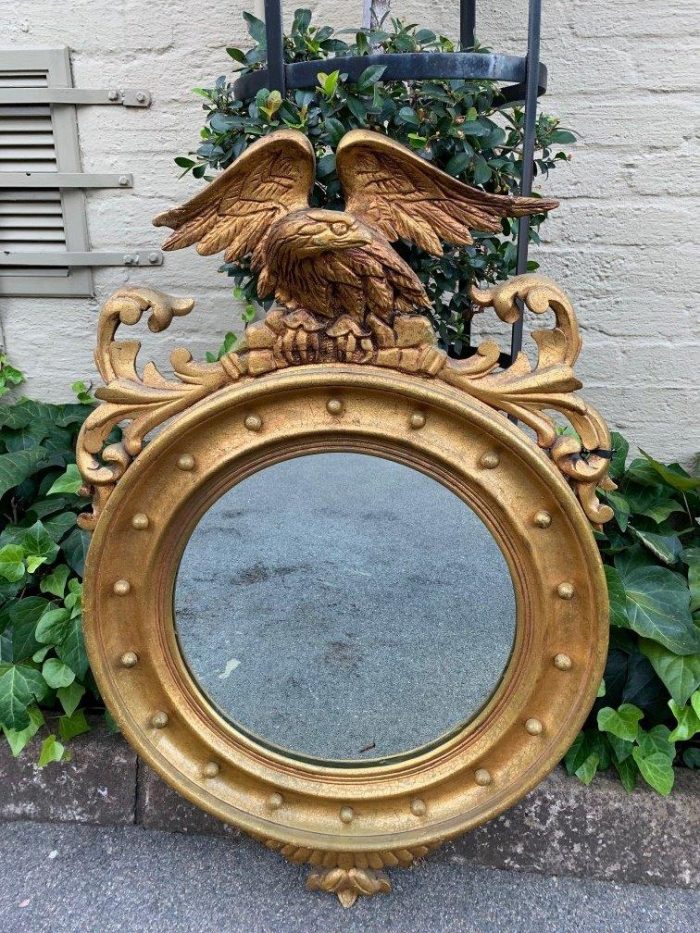 A circular framed 19thC style mirror with eagle crest - Image 2