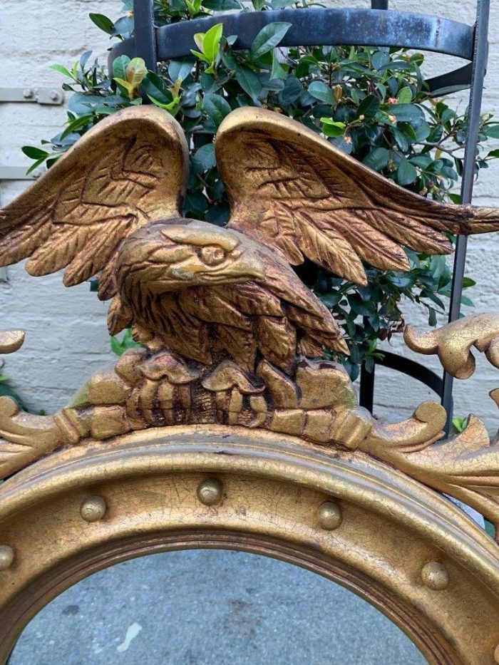 A circular framed 19thC style mirror with eagle crest - Image 4