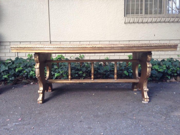 A Hand Gilded Ornately Carved Entrance / Refectory / Dining / Drinks Table (A marble or granite top can be added or a beveled mirror top (8-Seater) - Image 3