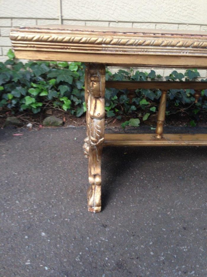 A Hand Gilded Ornately Carved Entrance / Refectory / Dining / Drinks Table (A marble or granite top can be added or a beveled mirror top (8-Seater) - Image 5