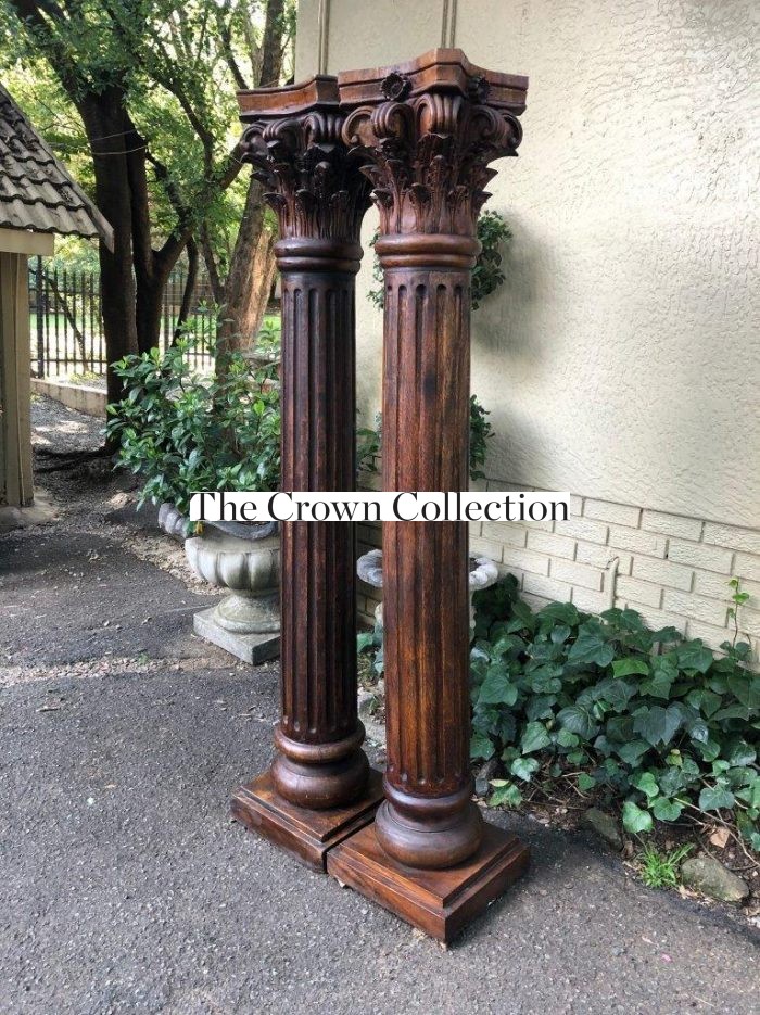 Pair of Carved Wooden Columns 2mH and base 400cm - Image 3