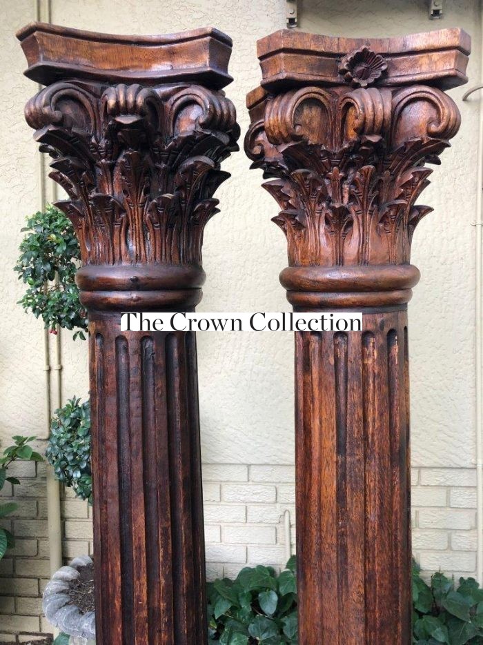 Pair of Carved Wooden Columns 2mH and base 400cm - Image 4