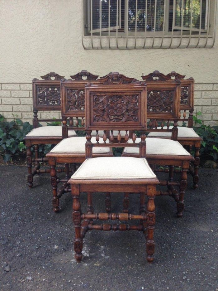 Set of 6 French antique carved chairs