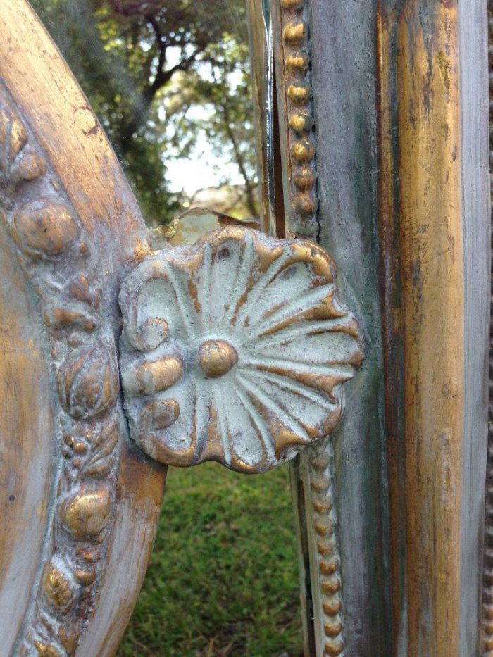 A French Ornate carved painted mirror with a bevelled centre section - Image 5