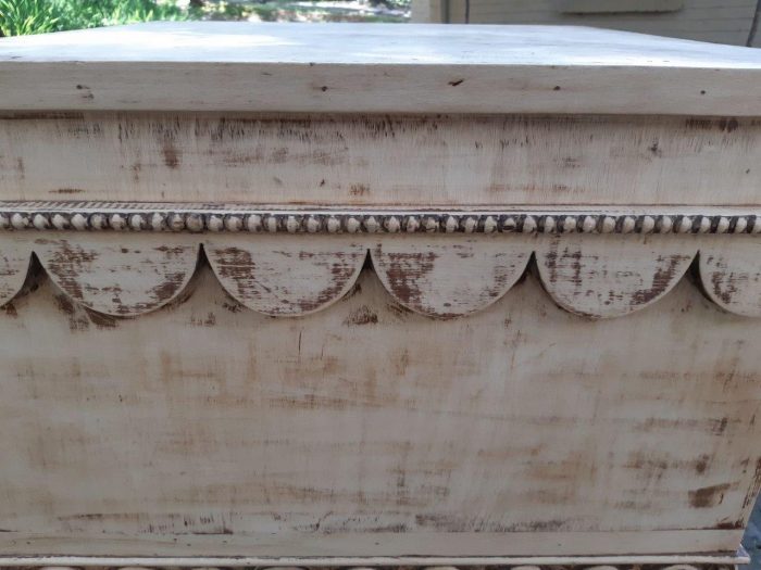 Ornately Carved Table With A Shabby Chic Paint Finish (Wine Bottle Holder On The Inside And No Door On The One Side) - Image 10