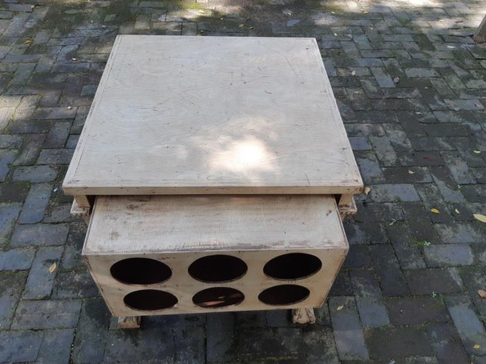 Ornately Carved Table With A Shabby Chic Paint Finish (Wine Bottle Holder On The Inside And No Door On The One Side) - Image 11