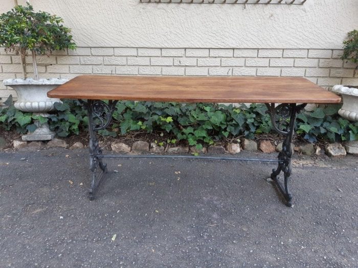 French Oak and Wrought Iron Table  