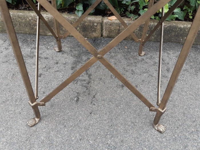 Custom-Made Gilded Wrought Iron Round Table With Bevelled Mirror Tops - Image 7