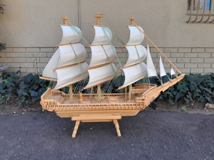 A 20th Century Hand Carved Wooden Model Ship of Large Proportions - Image 3