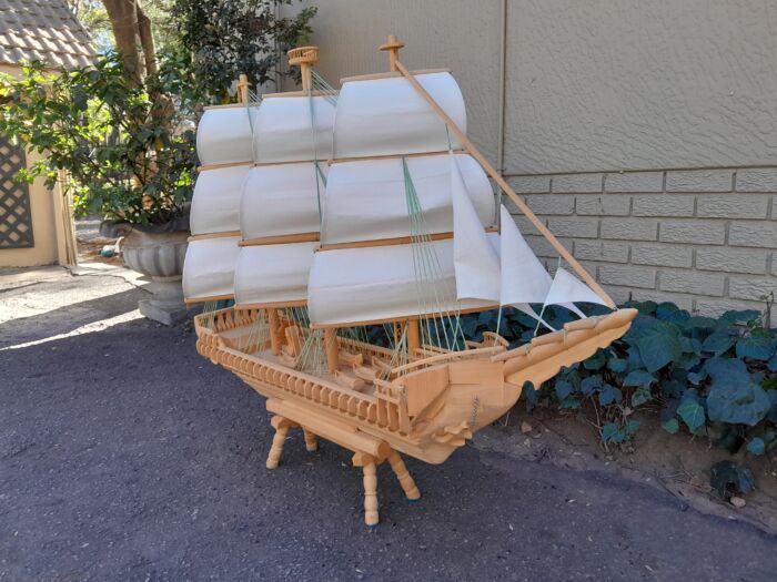 A 20th Century Hand Carved Wooden Model Ship of Large Proportions - Image 5