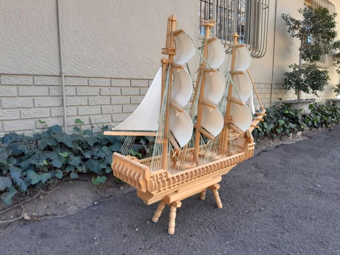 A 20th Century Hand Carved Wooden Model Ship of Large Proportions - Image 6