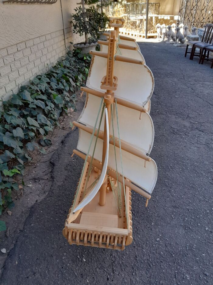 A 20th Century Hand Carved Wooden Model Ship of Large Proportions - Image 7