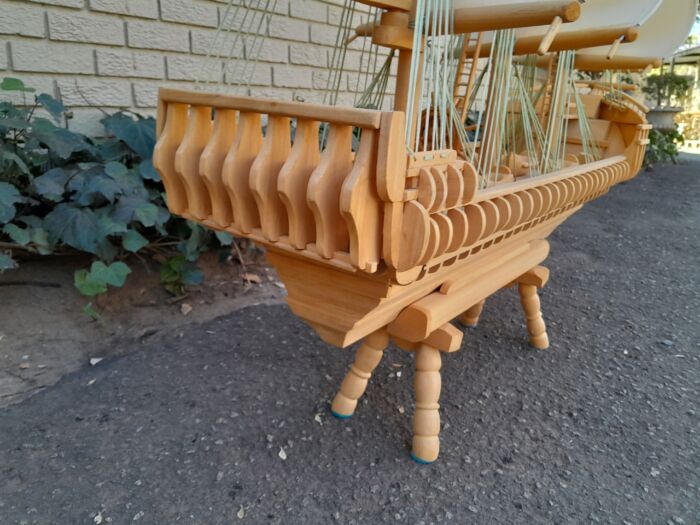 A 20th Century Hand Carved Wooden Model Ship of Large Proportions - Image 8