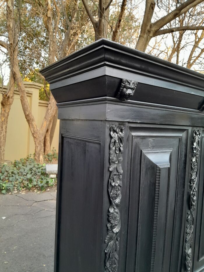 A Mid 20th Century Near Pair of Dutch Oak Kussenkasts On Bun Feet In a Contemporary Ebonised Finish (Useful for TV or storing Bedroom Pillows, Duvets, Towels etc) - Image 13