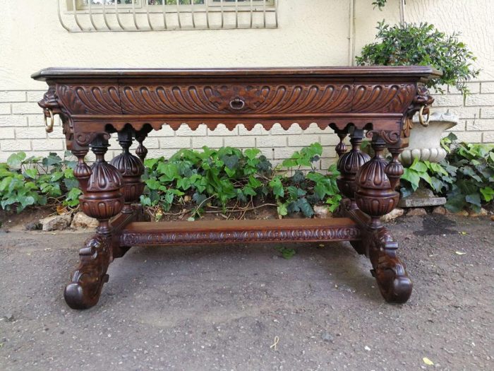 Fench Dauphine Carved Oak Desk/Table.  Circa 1870