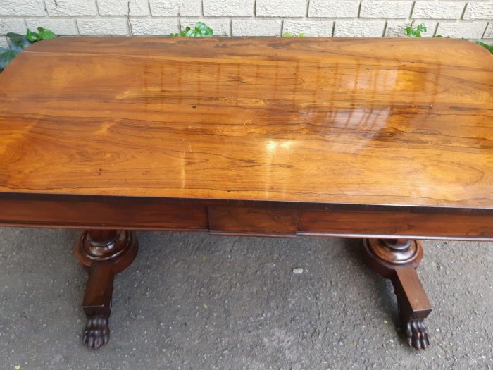 William IV rosewood library table, with two graduating drawers - Image 6